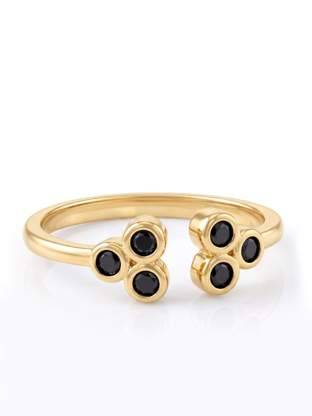 Dainty Gold Ring with Black Gemstone, 925 Sterling Silver, 10k Gold Finish